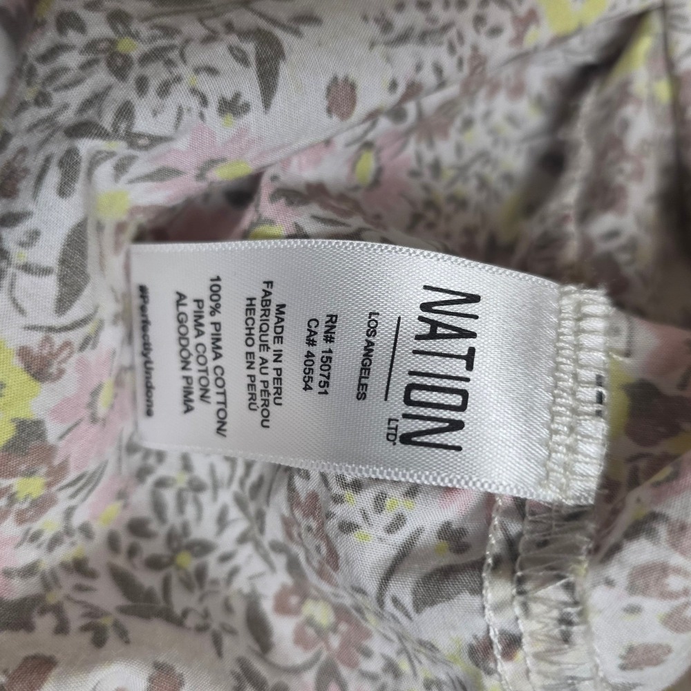 Nation LTD Floral Puff Sleeve Blouse Women Medium Pink Yellow 2220CPDA - Picture 6 of 12